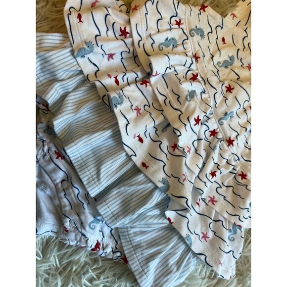 Janie and Jack Beach Seahorse Starfish Romper Baby Girl 3-6 MOS Nautical - Picture 4 of 5